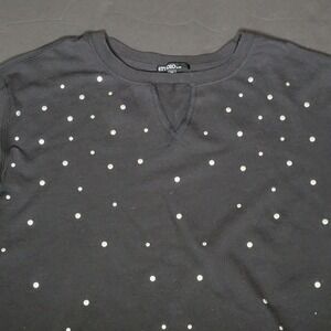 Studio by JPR Lightweight Sweatshirt Black Cropped Studded Crew Neck Pullover M